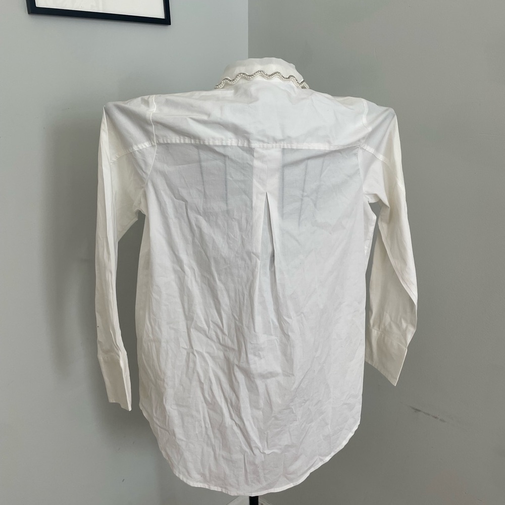 Jason Wu White Shirt with Embellished Collar - Picture 8 of 9
